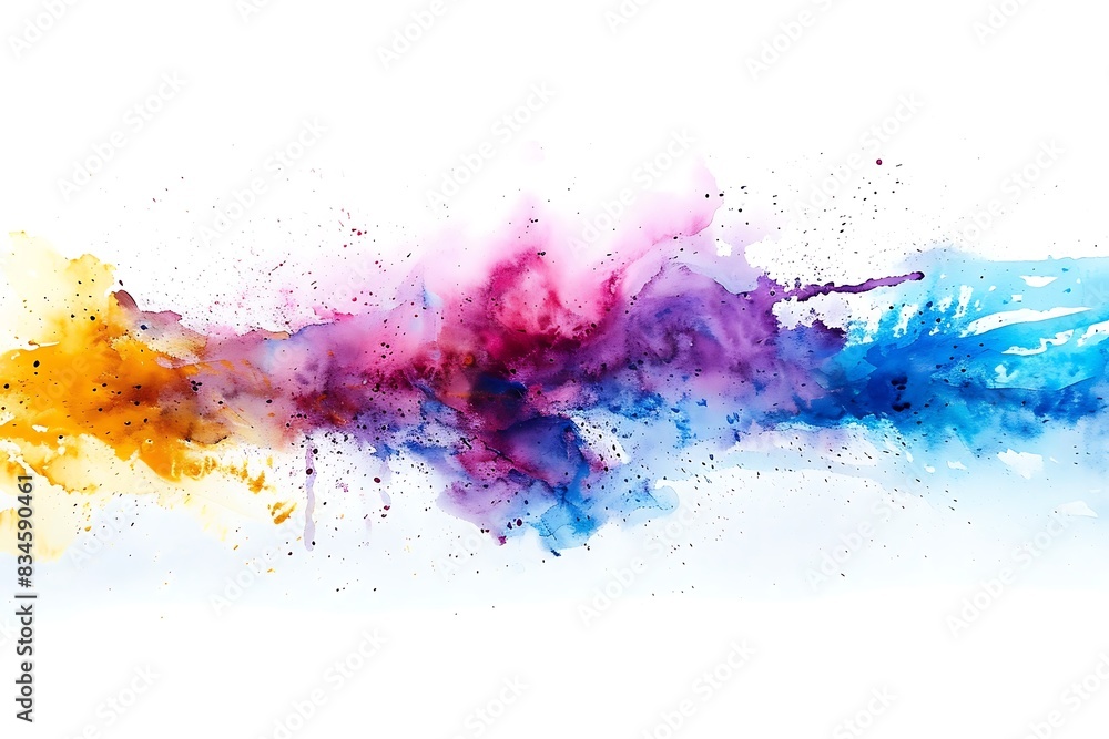 A colorful paint splashes on a white background A colorful paint splashes on a white background