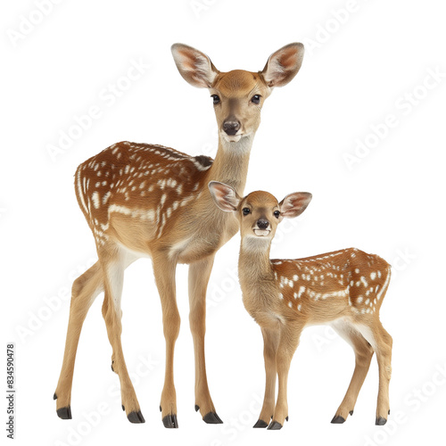 Baby deer and mother deer, cute deer animal