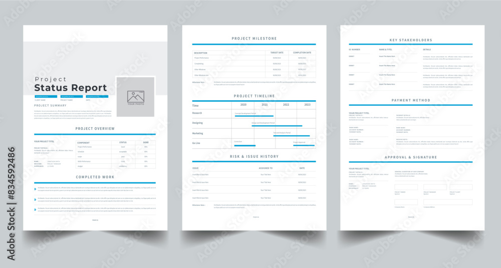 Status Program Report Layout Vetor de Project Status Report layout design template do Stock | Adobe ...