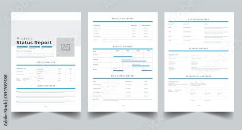 Project Status Report layout design template 