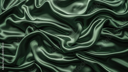  A tight shot of a green fabric with an extensive number of folds concentrated at its center