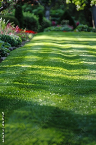 A trimmed lawn, neatly mowed garden