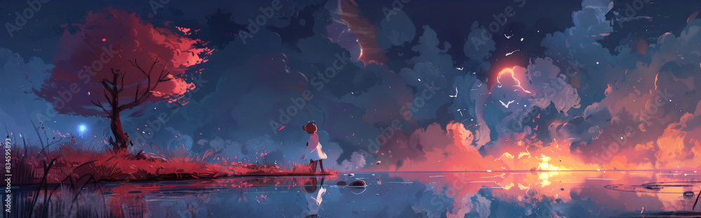 abstract background with whimsical characters and fantastical landscape, exploring themes of creativity, imagination, and self-discovery. abstract background with whimsical characters and fantastical landscape, exploring themes of creativity, imagination, and self-discovery.