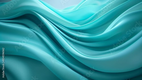 Wallpaper Mural Flowing aqua silk fabric creating soft and elegant waves. The smooth texture and refreshing color evoke a sense of tranquility and coolness. Perfect for backgrounds, designs, and textiles.
 Torontodigital.ca