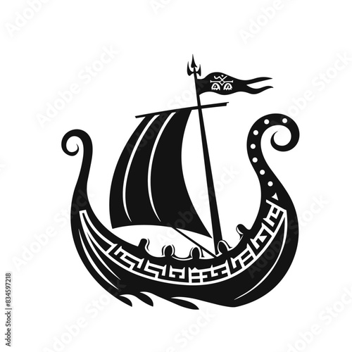 logo of an ancient ship with black sail