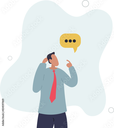 awkward confused and shrug businessman with helpless speech bubble.flat vector illustration.