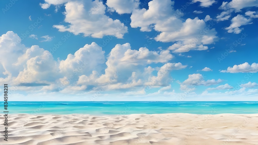 Obraz premium beach with blue sky and clouds, AI Generated