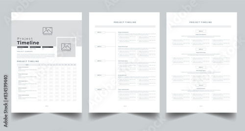 Project Timeline design template layout with 3 page design