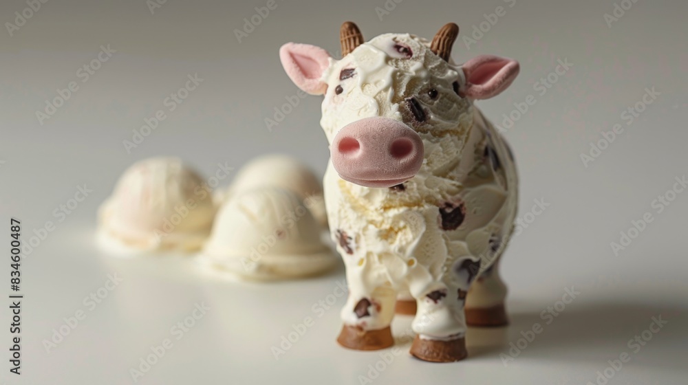 Delicious Vanilla Ice Cream Served with Fresh Milk from Cow - Sweet Summer Treat Concept Delicious Vanilla Ice Cream Served with Fresh Milk from Cow - Sweet Summer Treat Concept
