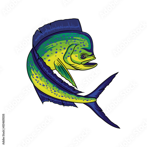 mahimahi dorado fishing illustration logo vector image t shirt