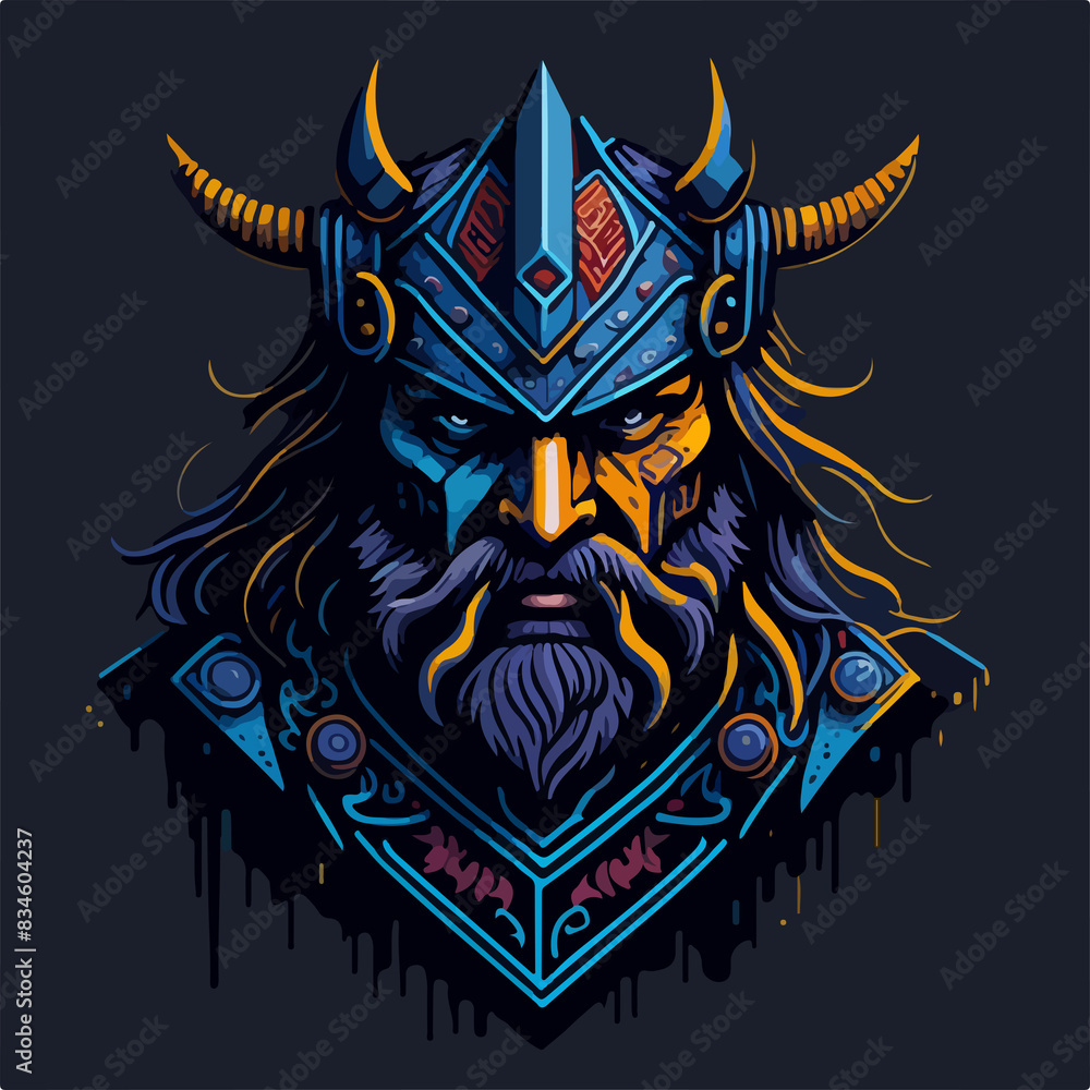 Viking warriors, exemplifying strength and power with axe and spear. Viking warriors, exemplifying strength and power with axe and spear.