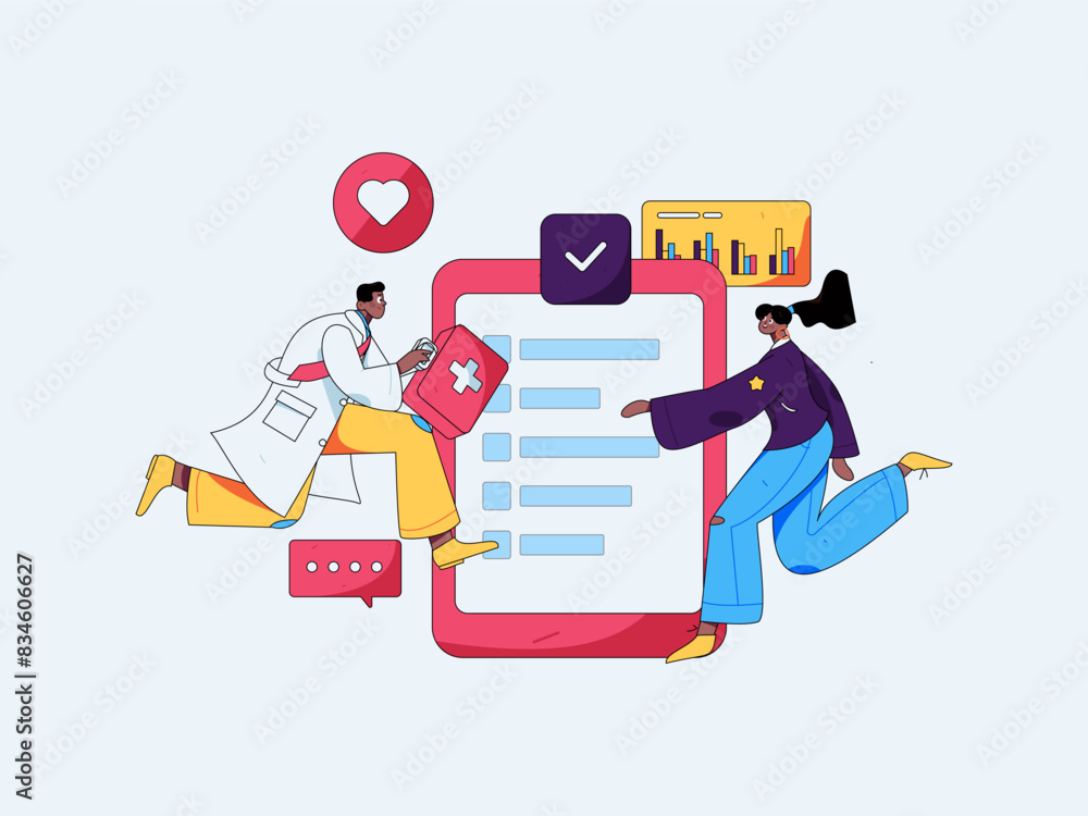Medical characters fighting the epidemic flat vector concept operation hand drawn illustration
Medical characters fighting the epidemic flat vector concept operation hand drawn illustration