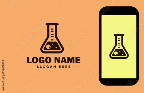 lab beaker icon Glass beaker Chemical flask Laboratory flask flat logo sign symbol editable vector