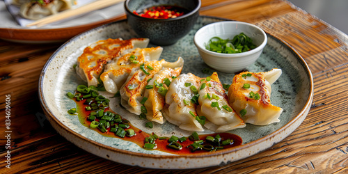 gyoza on a plate, generative AI