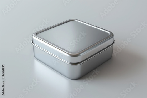 3D render of a metal box mockup can be used for multipurpose