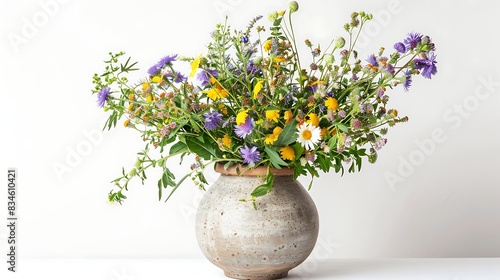 Wallpaper Mural A vase with flowers isolate on white background Torontodigital.ca