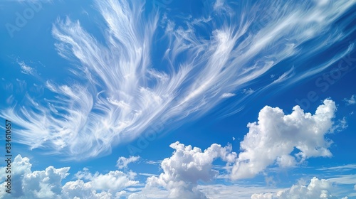 White clouds contrasting with the blue sky