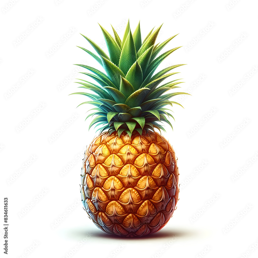 Ripe and Juicy Pineapple on White Background Ripe and Juicy Pineapple on White Background