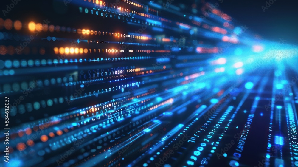 Digital data flow, data transfer speed. Future digital concept, coding Digital data flow, data transfer speed. Future digital concept, coding