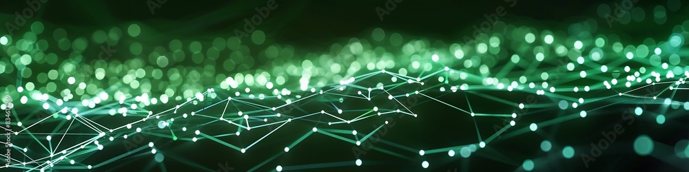 High-tech background with bright green and white dots and lines forming a complex plexus network High-tech background with bright green and white dots and lines forming a complex plexus network
