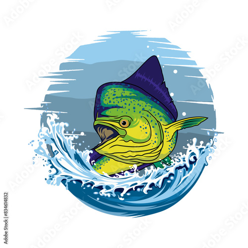 mahimahi dorado fishing illustration logo vector image t shirt
