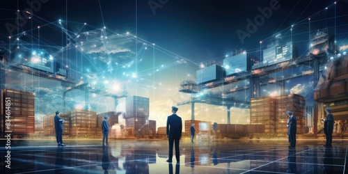 Wallpaper Mural Engineers pointing virtual interface panel of global logistics network distribution and transportation, Smart logistics, Technology and innovation future of transport Torontodigital.ca