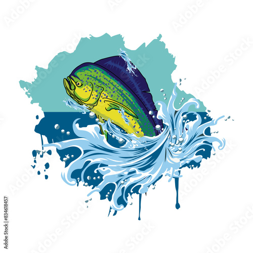 mahimahi dorado fishing illustration logo vector image t shirt