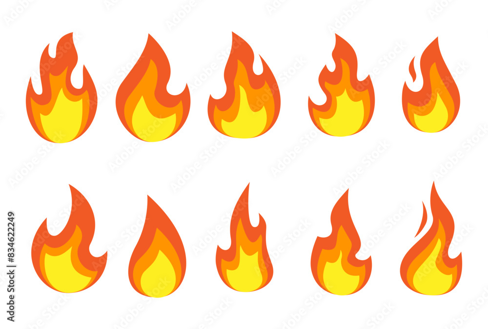 Fire Illustration Simple Set Fire Illustration Simple Set