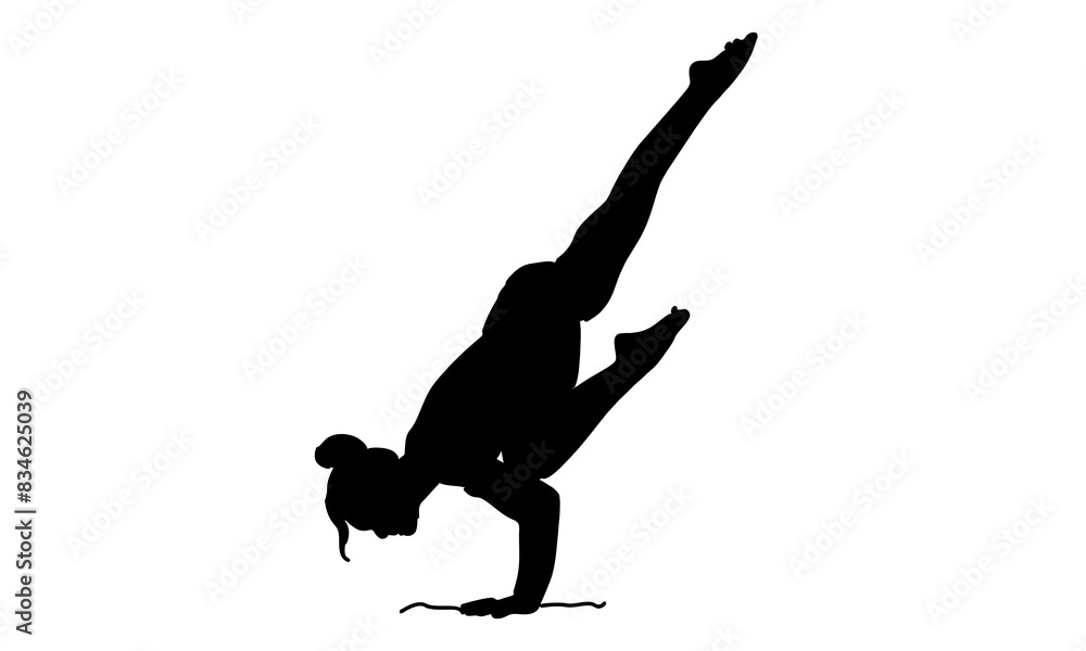 silhouette of woman in a yoga pose silhouette of woman in a yoga pose