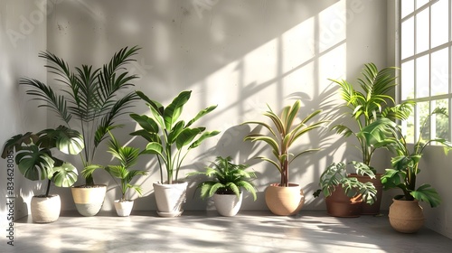 Ensemble de plantes d'intérieur, vue 3d  © Adil