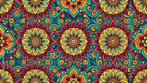 Retro pattern with vibrant colors and repetitive designs  retro  patterns  vibrant  colors  nostalgic  vintage  geometric  abstract  70s  80s  90s  background  texture  print  wallpaper