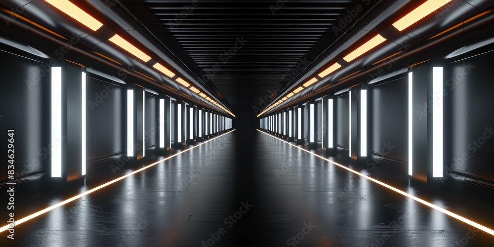 Fototapeta premium Futuristic Corridor with Neon Lights