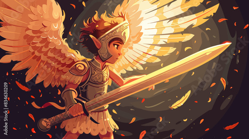 Cupid Angel with Sword and Shield at War