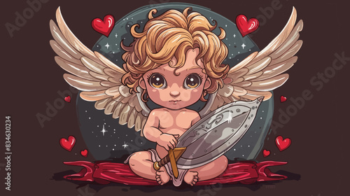 Cupid Angel with Sword and Shield at War