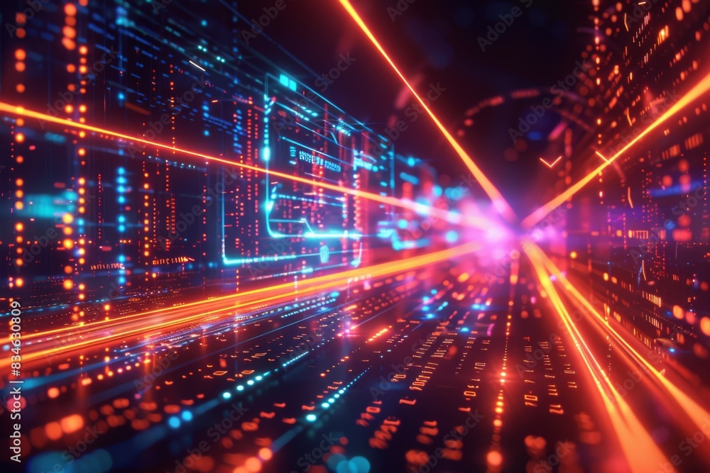 Cyber Security Data Transfer illustration created with Generative AI Cyber Security Data Transfer illustration created with Generative AI