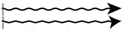 Long wave or curve Arrow icon, vector . Zig zag arrow vector. Big arrow, cursor vector. Long line arrow vector. Big arrow for web design.