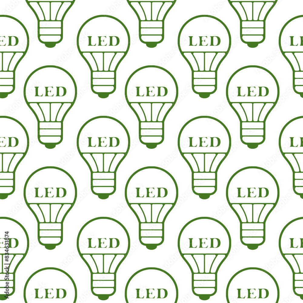 LED light bulb icon isolated seamless pattern on white background LED light bulb icon isolated seamless pattern on white background