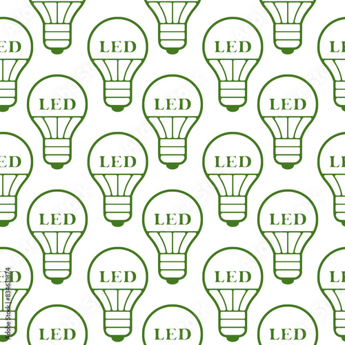 LED light bulb icon isolated seamless pattern on white background