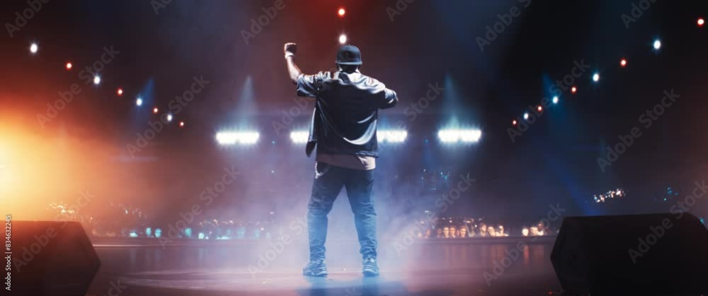 On Stage Back View Rapper Fans Experiencing a Powerful Musical Performance by a Talented African ...