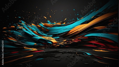 Abstract colorful painting on a black background
 photo