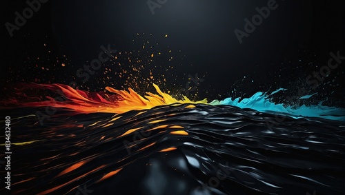 Abstract colorful painting on a black background
 photo