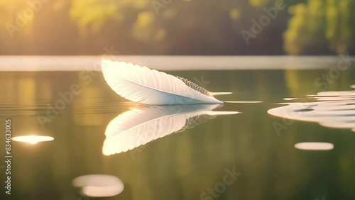 A feather on lake surface  photo