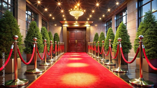 Luxurious red carpet event with elegant decor and premier signage, red carpet, event, celebrities, tycoons, luxurious, elegant, decor, premier, glamorous, exclusive, film, music photo