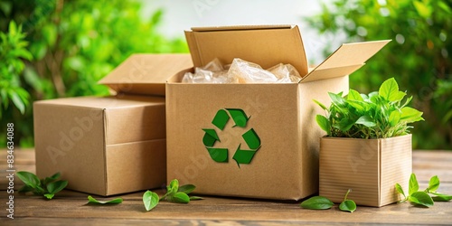 Biodegradable packaging for eco-friendly shipping , eco-friendly, sustainable, green, parcel, box, packaging, environmentally friendly, nature, recyclable, waste reduction, eco materials