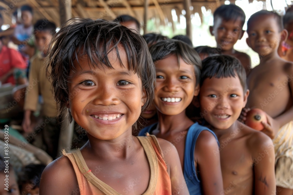 Portrait of a group of young smiling boys and girls in a village in Sri Lanka Portrait of a group of young smiling boys and girls in a village in Sri Lanka