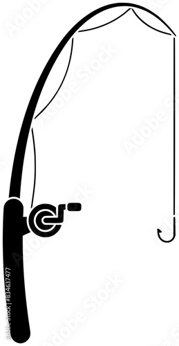 fish illustration equipment silhouette hook logo fishing icon fisherman outline catch sport hobby bait rod bouy line recreation river shape tackle lure water for vector graphic background