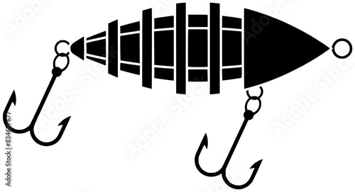 fish illustration equipment silhouette hook logo fishing icon fisherman outline catch sport hobby bait rod bouy line recreation river shape tackle lure water for vector graphic background