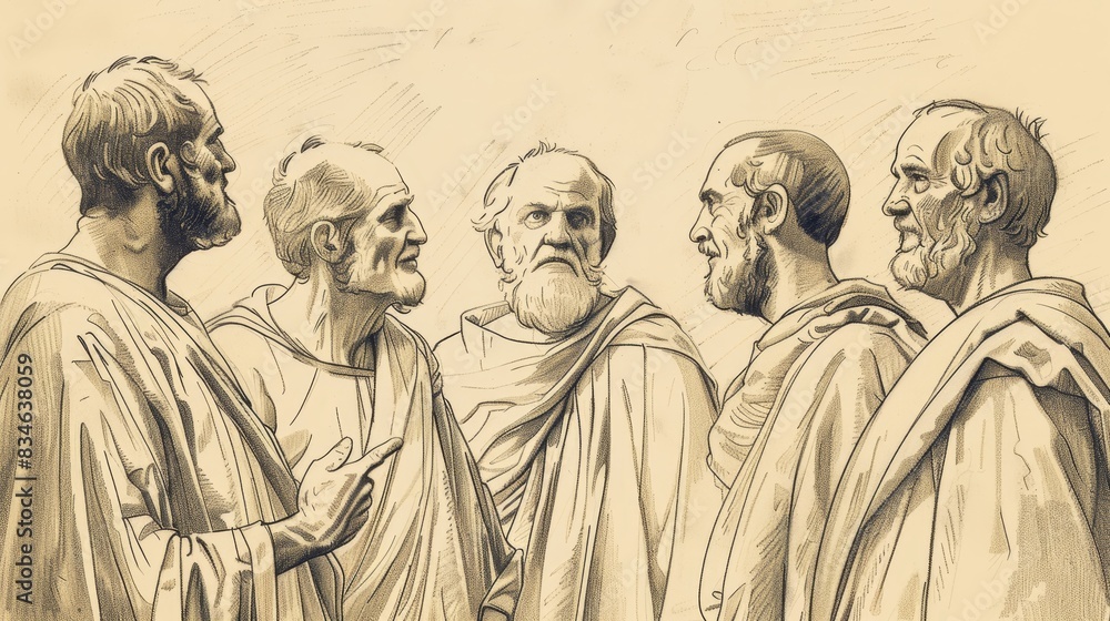 Fototapeta premium Power and Growth: Acts 2 Biblical Illustration Highlighting Pentecost, Peter's Sermon on Beige Background with Copyspace