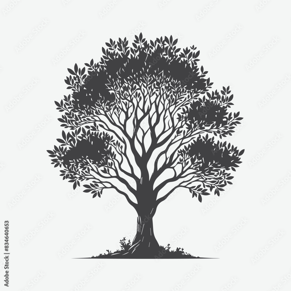 Naklejka premium Print Majestic Myrtle Tree Silhouette, A Timeless Symbol of Elegance and Serenity