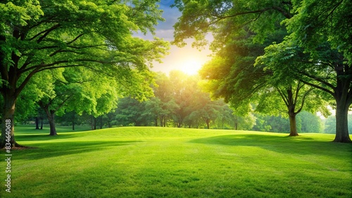 Green lawn and trees background with copyspace for nature concept, green, lawn, trees, background, copyspace, nature, eco-friendly, outdoor, serene, peaceful, tranquil, landscape, environment